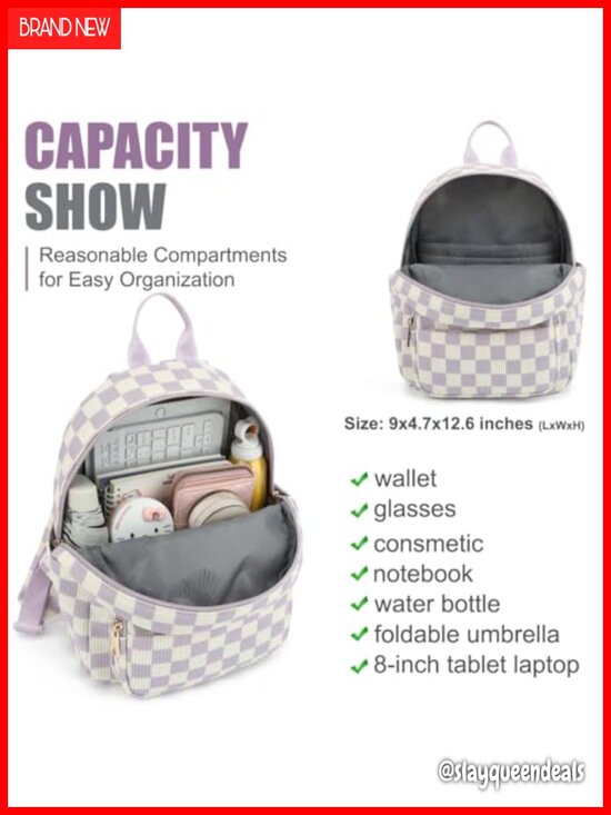 Corduroy Mini Backpack Purse Adjustable Straps Lightweight Travel Daypack